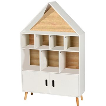 

DOCHTMANN Dětská knihovna domeček, úložný regál pro děti, bílá 80 × 30 × 126 cm