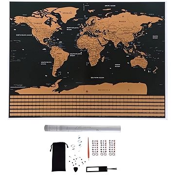 

Malatec 23442 Velká Stírací mapa světa s vlajkami 82 × 59 cm + příslušenstvím