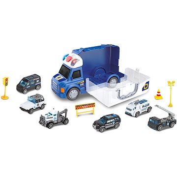 

WIKY Auto policejní s efekty a 6 malými auty 34 cm