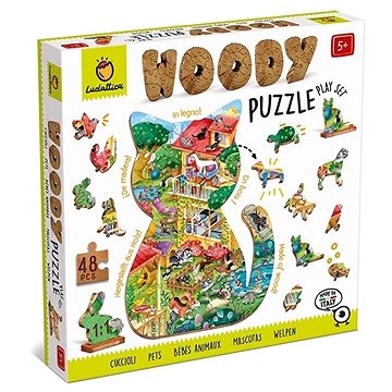 

Ludattica Woody Domácí zvířátka, dřevěné puzzle, 48 dílků