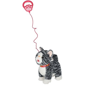 KIK KX3026 Interaktivní kočka na vodítku, šedá