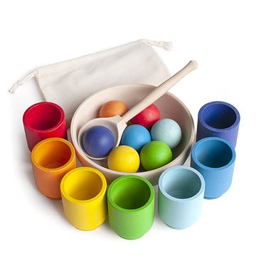 

Ulanik Montessori dřevěná hračka "Rainbow: balls in cups"