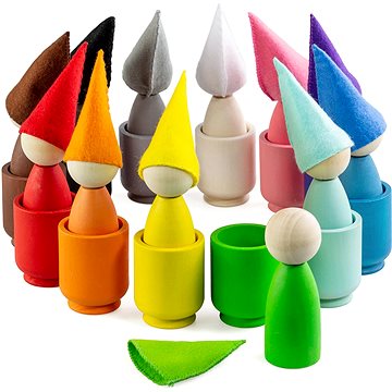 

Ulanik Montessori dřevěná hračka "Peg Dolls with Hats in Cups"
