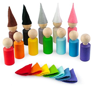 

Ulanik Montessori dřevěná hračka "Peg Dolls with Hats small"