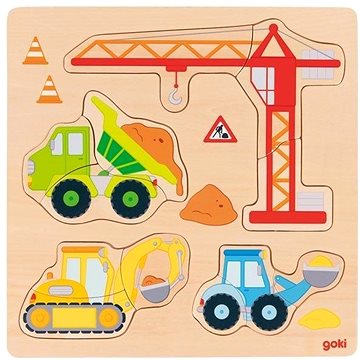 Goki Dřevěné vkládací puzzle Na stavbě - Puzzle