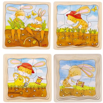 Goki Vývojové dřevěné puzzle Zeleninový záhon - Puzzle