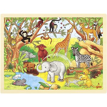 Goki Dřevěné puzzle Afrika 48 dílků - Puzzle
