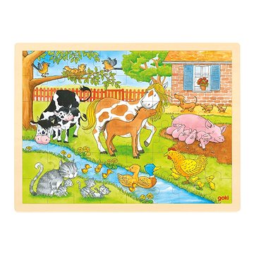 Goki Dřevěné puzzle Život na farmě 48 dílků - Puzzle