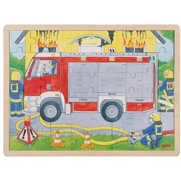 

Goki Vícevrstvé dřevěné puzzle Hasiči při práci 59 dílků
