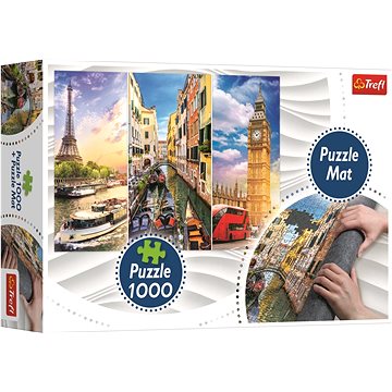 

Trefl Puzzle Koláž měst Paříž-Benátky-Londýn 1000 dílků + Podložka pod puzzle