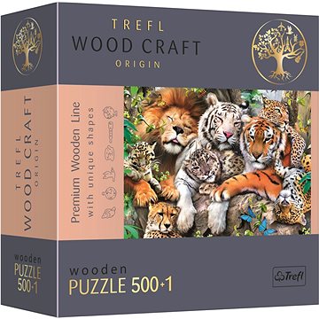 

Trefl Wood Craft Origin puzzle Divoké kočky v džungli 501 dílků