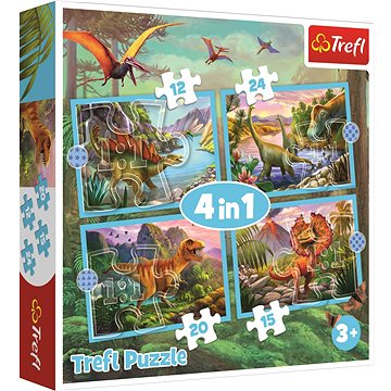 

Trefl Puzzle Jedineční dinosauři 4v1 (12,15,20,24 dílků)
