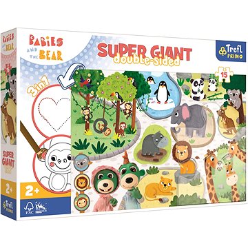 

Trefl Oboustranné puzzle Treflíci a mláďata v ZOO super giant 15 dílků