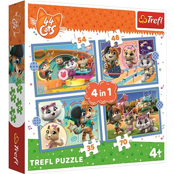 

Trefl Puzzle 44 koček: Kočičí tým 4v1 (35,48,54,70 dílků)
