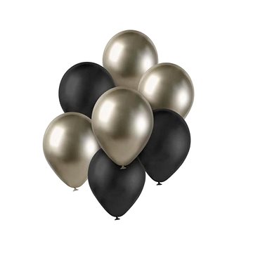 

Sada latexových balónků - chromovaná prosecco,černá 7 ks - 30 cm