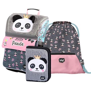 

Školní aktovka v setu pro prvňáčky Baagl Zippy Panda - 3 díly