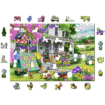 

Woden City Dřevěné puzzle Venkovská zahrada 2v1, 505 dílků eko