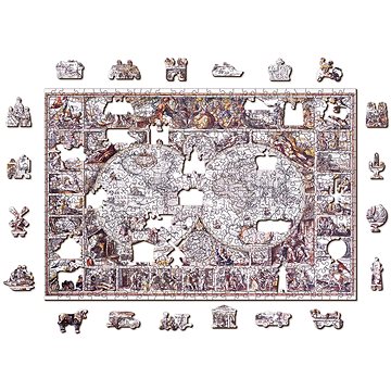 

Woden City Dřevěné puzzle Mapa doby objevů 2v1, 505 dílků eko