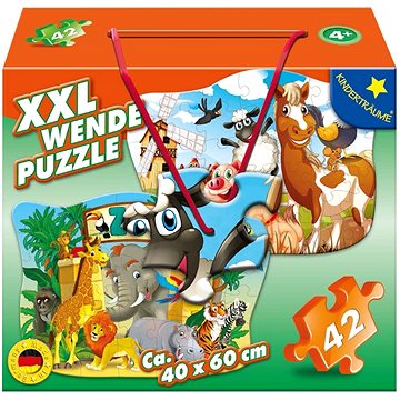 

M.I.C. Oboustranné puzzle Zvířátka ze statku a ze ZOO XXL 42 dílků