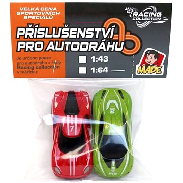

MaDe Autodráha náhradní autíčka 2 ks 1:64, červená, zelená