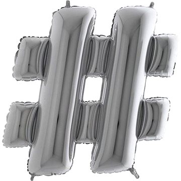 

SMART BALLOONS Balónek fóliový # znak stříbrný - silver 102 cm