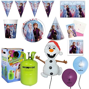 KINGOFBAL Dětská narozeninová sada ledové království, frozen s balónky a heliem, 10 osob