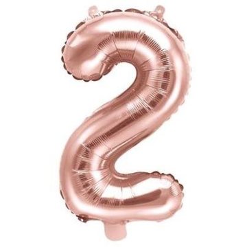 

PARTYDECO Balón foliový číslice růžovo zlatá - rose gold 2 - 35 cm (nelze plnit heliem)