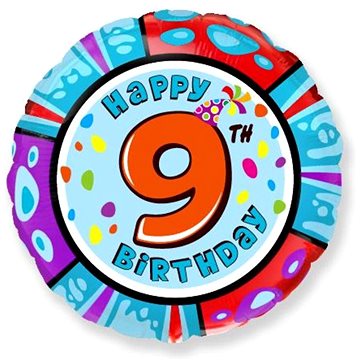 

FLEXMETAL Balón foliový happy birthday 9. narozeniny 45 cm