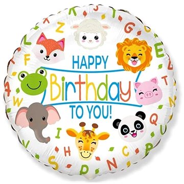 

FLEXMETAL Balón fóliový kulatý zvířatka - happy birthday - narozeniny - safari 48 cm