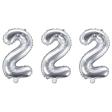 PARTYDECO Balón foliový - číslice 2 ( nelze plnit heliem ), stříbrná, 35 cm, 3 ks