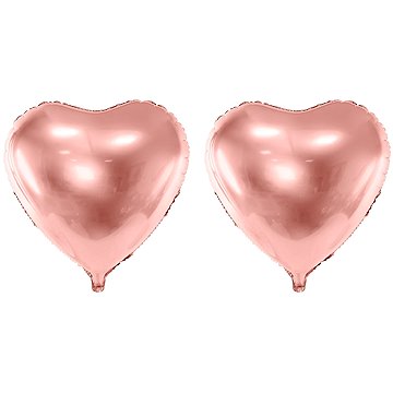 PARTYDECO Foliový balón - srdce, růžovo zlaté / rosegold, svatba / valentýn, 45 cm, 2 ks