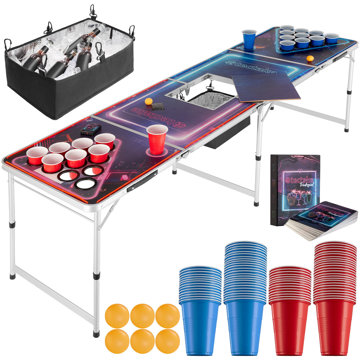 TecTake BeerWars II Pivní pongový stůl s mrazicím boxem a LED osvětlením