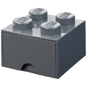 

LEGO úložný box 4 s šuplíkem - tmavě šedá