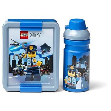

LEGO City svačinový set (láhev a box) - modrá