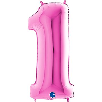 

Foliový balónek, 102cm, číslice "1", růžový