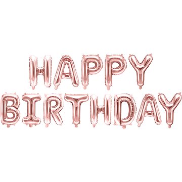 

Foliový balónek, 340x35cm, Happy Birthday, růžový