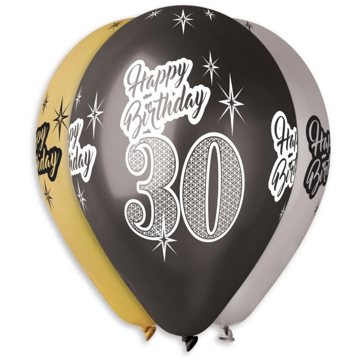 

Nafukovací balónky, 30cm, Happy Birthday "30", mix barev, 5ks