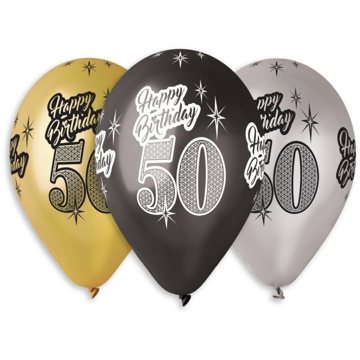 

Nafukovací balónky, 30cm, Happy Birthday "50", mix barev, 5ks