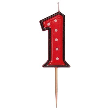 Svíčka narozeninová, 5cm, číslice &quot;1&quot;, červená - Svíčka