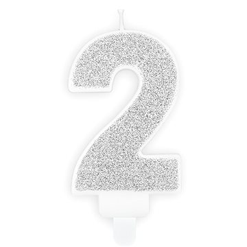 

Svíčka narozeninová, 7cm, číslice "2", stříbrná