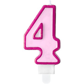 

Svíčka narozeninová, 7cm, číslice "4", růžová