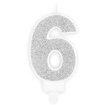 

Svíčka narozeninová, 7cm, číslice "6", stříbrná