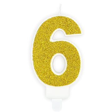 

Svíčka narozeninová, 7cm, číslice "6", zlatá