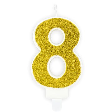 

Svíčka narozeninová, 7cm, číslice "8", zlatá