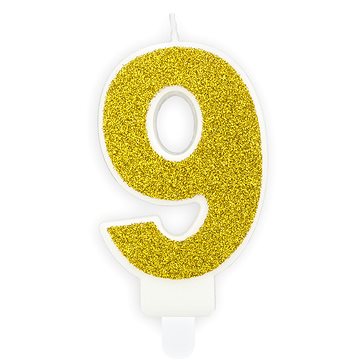 

Svíčka narozeninová, 7cm, číslice "9", zlatá