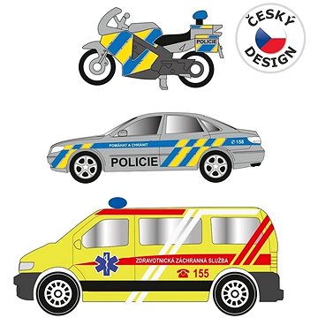 

Sada motorka, osobní auto a dodávka, se světlem a zvukem
