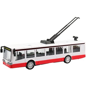 

Trolejbus kovový na zpětný chod, 16 x 2,7 x 2,7 cm