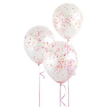 

Balónky 30 cm - průhledné s neonovými konfetami - 6 ks