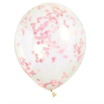 

Balónky 30cm - průhledné s růžovými konfetami - 6 ks