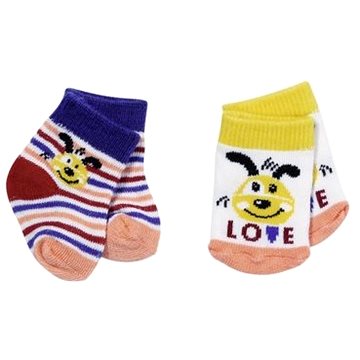 BABY born Ponožky - bílo-žluté a pruhované, s pejskem - Doplněk pro panenky